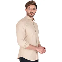 Stylish Beige Cotton Long Sleeves Shirt For Men-thumb2