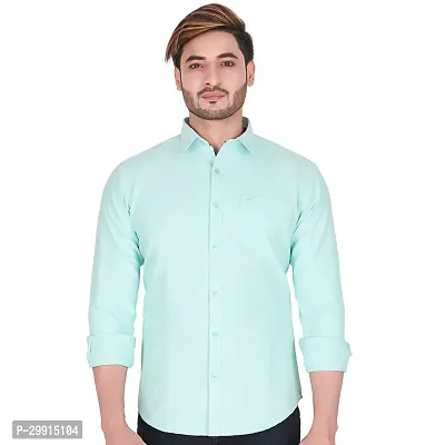 Stylish Green Cotton Long Sleeves Shirt For Men