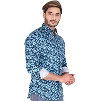 Stylish Blue Cotton Blend Long Sleeves Shirt For Men-thumb3