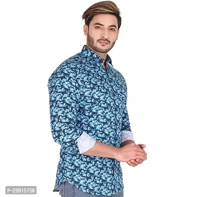 Stylish Blue Cotton Blend Long Sleeves Shirt For Men-thumb4