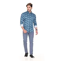 Stylish Blue Cotton Blend Long Sleeves Shirt For Men-thumb4