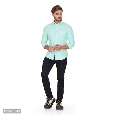 Stylish Green Cotton Long Sleeves Shirt For Men-thumb5