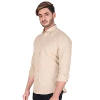 Stylish Beige Cotton Long Sleeves Shirt For Men-thumb3