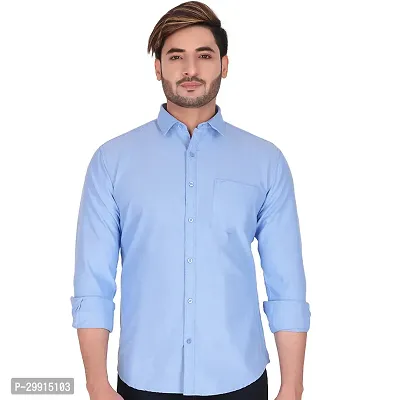 Stylish Blue Cotton Long Sleeves Shirt For Men