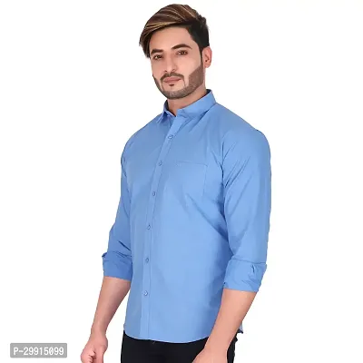 Stylish Blue Cotton Long Sleeves Shirt For Men-thumb4