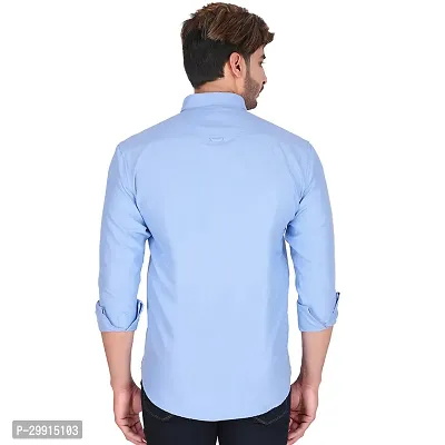 Stylish Blue Cotton Long Sleeves Shirt For Men-thumb2