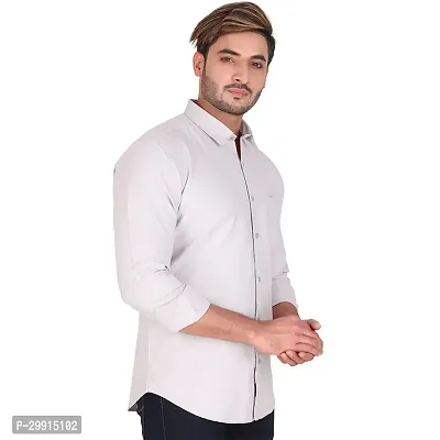 Stylish Off White Cotton Long Sleeves Shirt For Men-thumb4