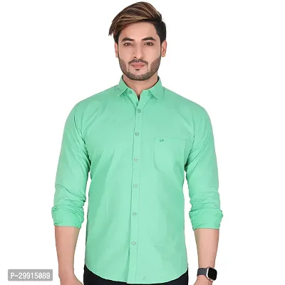 Stylish Green Cotton Long Sleeves Shirt For Men