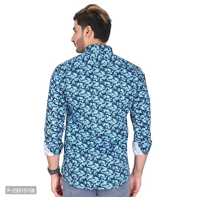 Stylish Blue Cotton Blend Long Sleeves Shirt For Men-thumb2