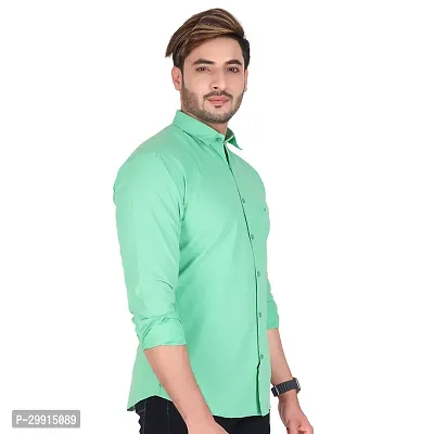 Stylish Green Cotton Long Sleeves Shirt For Men-thumb4