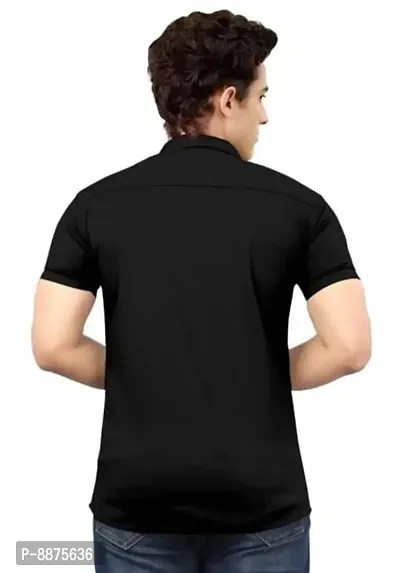 Fabulous Black Crepe Solid Casual Shirts For Men-thumb2