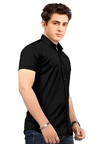 Fabulous Black Crepe Solid Casual Shirts For Men-thumb2