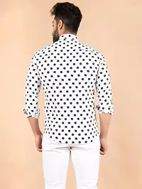 Fabulous White Crepe Polka Print Casual Shirts For Men-thumb2