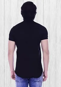 Fabulous Black Crepe Solid Casual Shirts For Men-thumb1