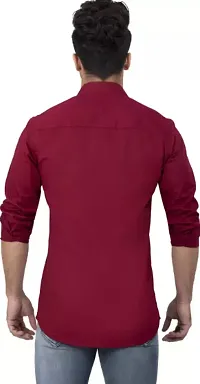 Fabulous Maroon Crepe Solid Casual Shirts For Men-thumb1