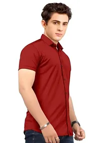 Fabulous Maroon Crepe Solid Casual Shirts For Men-thumb1