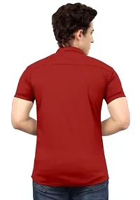 Fabulous Maroon Crepe Solid Casual Shirts For Men-thumb2