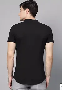 Fabulous Black Crepe Solid Casual Shirts For Men-thumb1