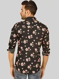 Fabulous Black Crepe Floral Print Casual Shirts For Men-thumb2