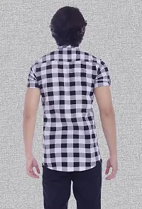 Fabulous White Crepe Checked Casual Shirts For Men-thumb1