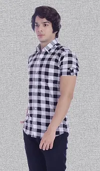 Fabulous White Crepe Checked Casual Shirts For Men-thumb2