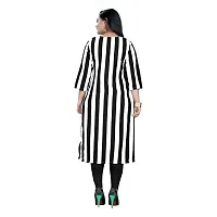 Zeeshan Center 3/4 Sleeve Zebra Pattern Straight Kurti/Dress for Women - Black  White Color (XX-Large)-thumb1