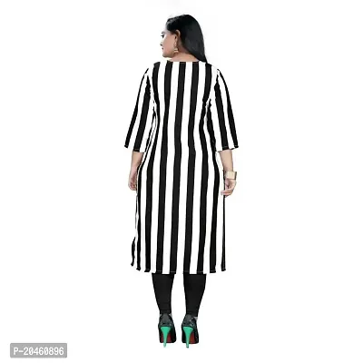 Zeeshan Center 3/4 Sleeve Zebra Pattern Straight Kurti/Dress for Women - Black  White Color (XX-Large)-thumb2