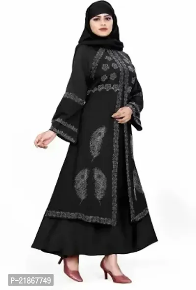 Bhumi fab Printed Burqa For Women 4 Nida Matte Burqa With Hijabnbsp;nbsp;(Black)