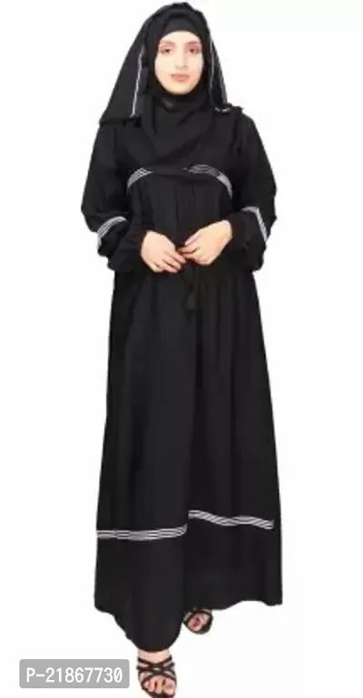 Bhumi fab Abaya Cotton Blend Solid Burqa With Hijabnbsp;nbsp;(Black)-thumb0