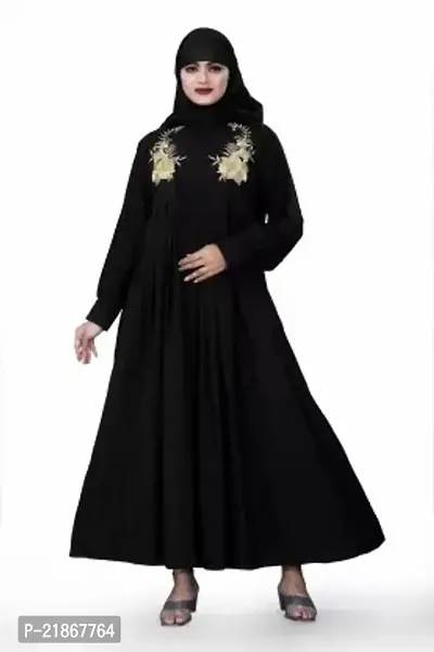 Bhumi fab C104 black Crepe Solid Burqa With Hijabnbsp;nbsp;(Black)