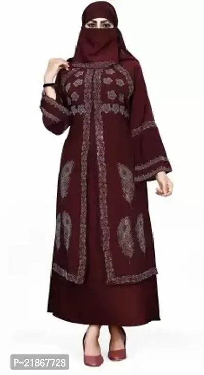 Bhumi fab Burqa-_05 Nida Matte Burqa With Hijabnbsp;nbsp;(Maroon)