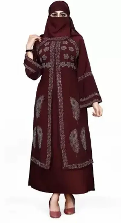 Bhumi fab Burqa-_05 Nida Matte Burqa With Hijabnbsp;nbsp;(Maroon)