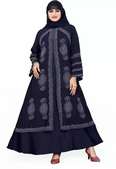 Bhumi fab Abaya Burqa-04 Nida Matte Burqa With Hijabnbsp;nbsp;(Black, White)