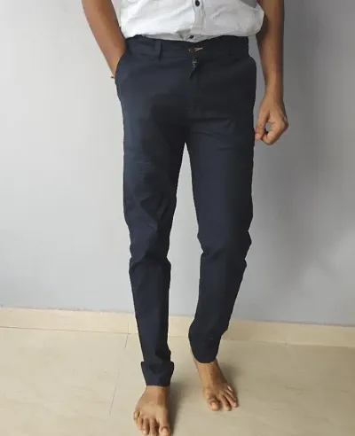 Cotton Mid-Rise Casual Trousers For Men