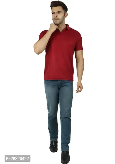 DOKCHAN Regular Fit Solid Men Polo Neck Collar T-Shirt-thumb0