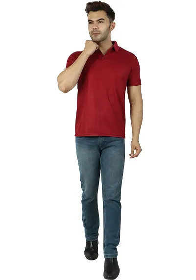 DOKCHAN Regular Fit Solid Men Polo Neck Collar T-Shirt