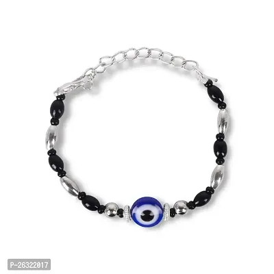DOKCHAN Evil Eye Bracelets Stainless Steel Blue Daily use Ovel Shape Silver color Moti Bracelets For Man and Women