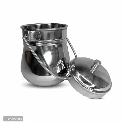 DOKCHAN Stainless Steel Small Dolchi | Ketali for Store Milk, ghee, Oil, Container | Plain Steel Dolchi for use Pooja (Size - 9.5cm | 250ml)