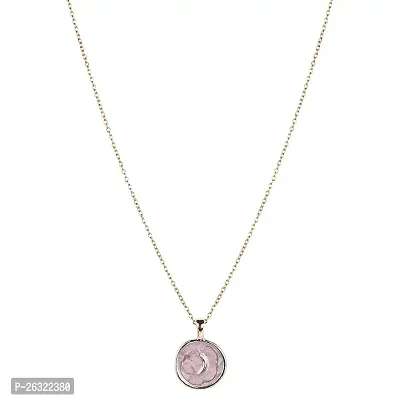 DOKCHAN Pink Moon Design Chain Metal Pendant Necklace for Women  Girls (Baby Pink)