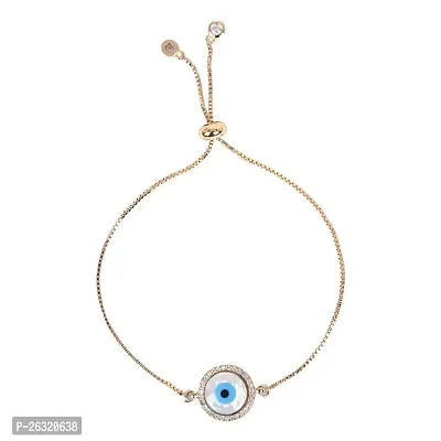 DOKCHAN Evil Eye Bracelets Stainless Steel Daily use Round Shape Gold color Chain Bracelets For Man and Women