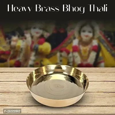 DOKCHAN Brass Plain Design Heavy Plate for Store kumkum, haldi, akshat, Prashad/Heavy Small thali for Pooja Purpose Round Shape Plate (Size - 8.5cm)-thumb3