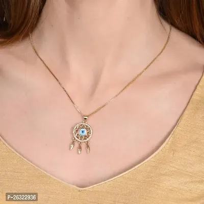DOKCHAN Evil Eye Protection Nazariya Stylish Design Chain Metal Pendant Necklace for Women  Girls-thumb3
