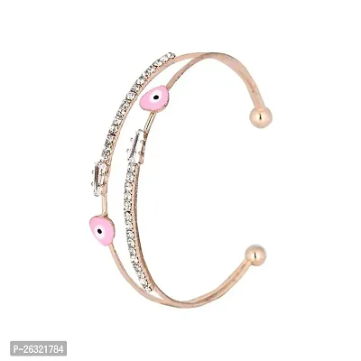DOKCHAN Evil Eye Bracelets Stainless Steel Daily use Heart Shape Pink color Bracelets For Man and Women