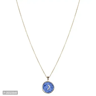 DOKCHAN Blue Moon Design Chain Metal Pendant Necklace for Women  Girls
