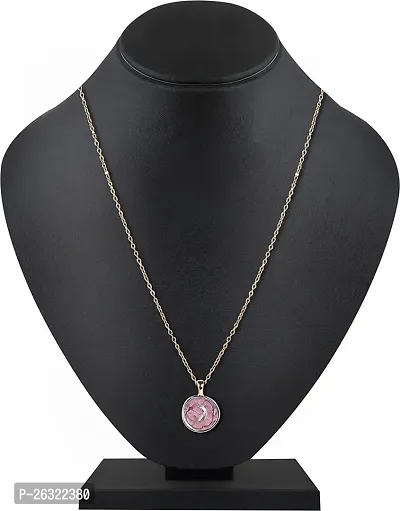 DOKCHAN Pink Moon Design Chain Metal Pendant Necklace for Women  Girls (Baby Pink)-thumb4