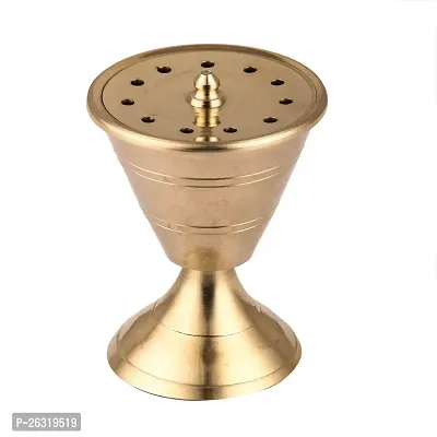 DOKCHAN Handcraft Damru Incense Stick Holder Pure Brass Dhoop Agarbatti Stand/Holder Brass Incense Holder (Gold)