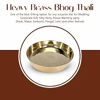 DOKCHAN Brass Plain Design Heavy Plate for Store kumkum, haldi, akshat, Prashad/Heavy Small thali for Pooja Purpose Round Shape Plate (Size - 8.5cm)-thumb1