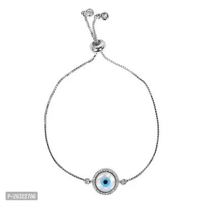 DOKCHAN Evil Eye Bracelets Stainless Steel Daily use Round Shape Silver color Chain Bracelets For Man and Women