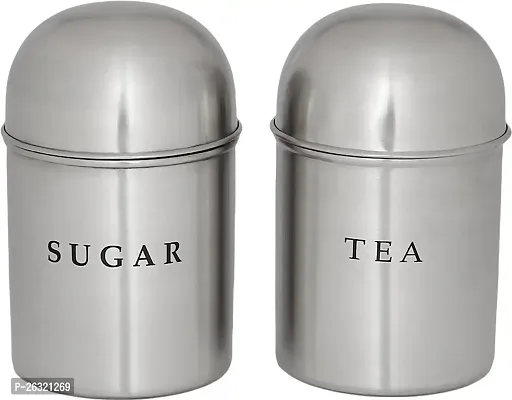 DOKCHAN DokchanTea and Sugar Containers Set with Stainless Steel Body (Tea Sugar Acrylic Canister)