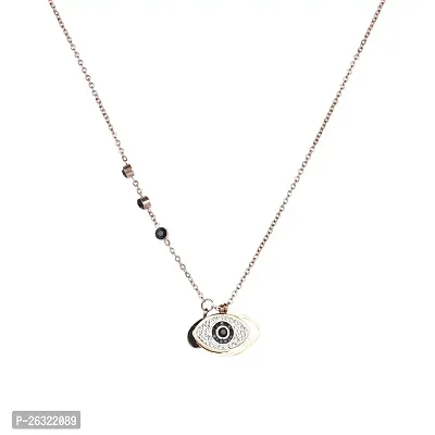 DOKCHAN Evil Eye Protection Black Stone Nazariya Design Chain Metal Pendant Necklace for Women  Girls